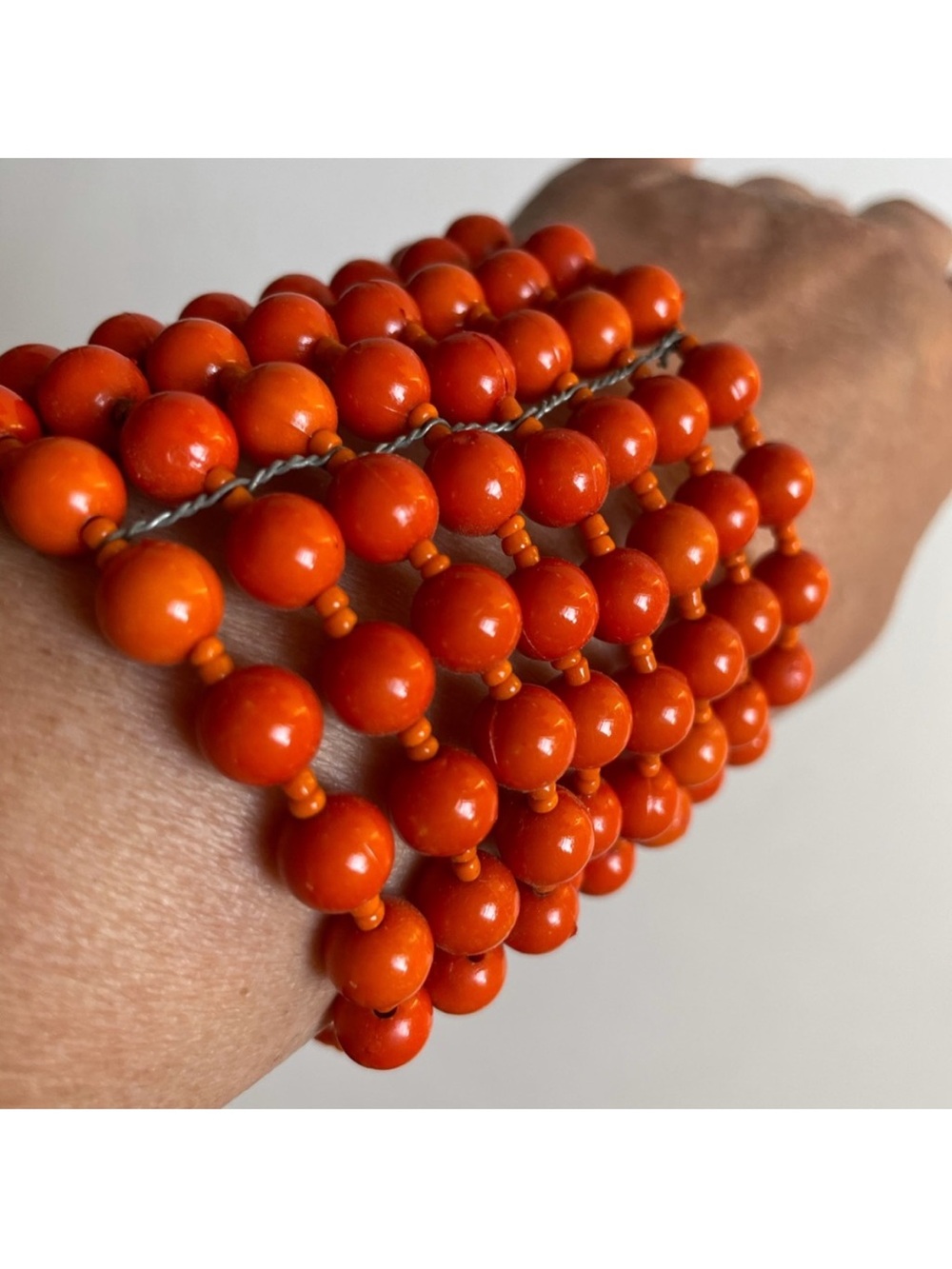VINTAGE SALE! Statement beaded bracelet cud orange beads